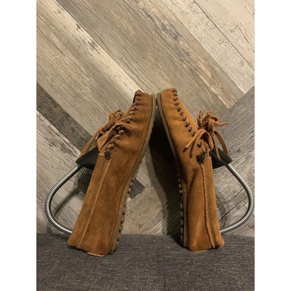 Minnetonka Kilty Hardsole Womens Size 7 Brown Suede Slip On Moccasin Flat 402 - Picture 6 of 8
